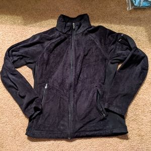 Columbia full zip fuzzy black no hood jacket